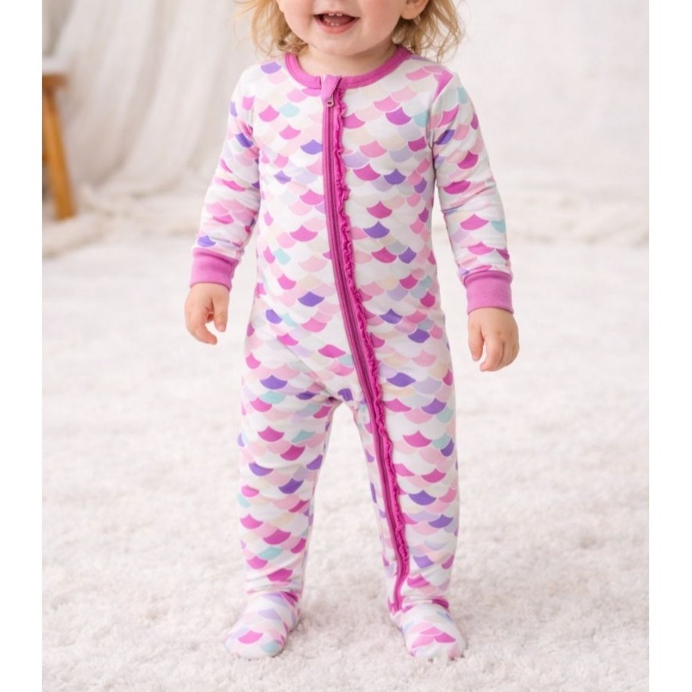 NWT 9-12m‎ KICKEE PANTS Ruffle Butt Bamboo Mermaid Tulip Scales Zippy